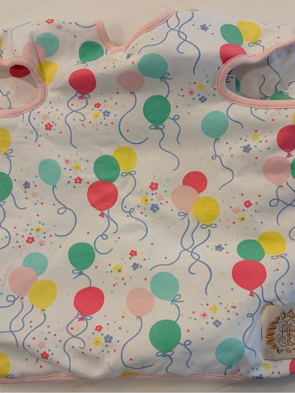 TBBC Big Bite Bib Birthday Balloon Print Pink